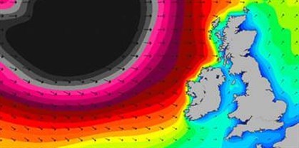 Image of weather map showing Atlantic storm hitting the UK.