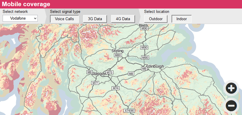 Ofcom broadband and mobile checker map