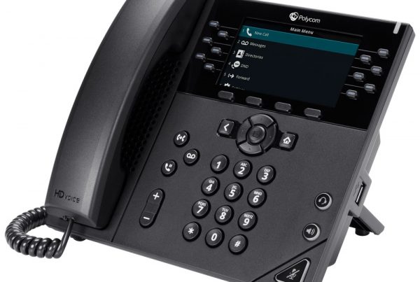 Image of Polycom VVX 450 IP desk phone supplied with the Horizon hosted phone system supplied by Columbus UK.